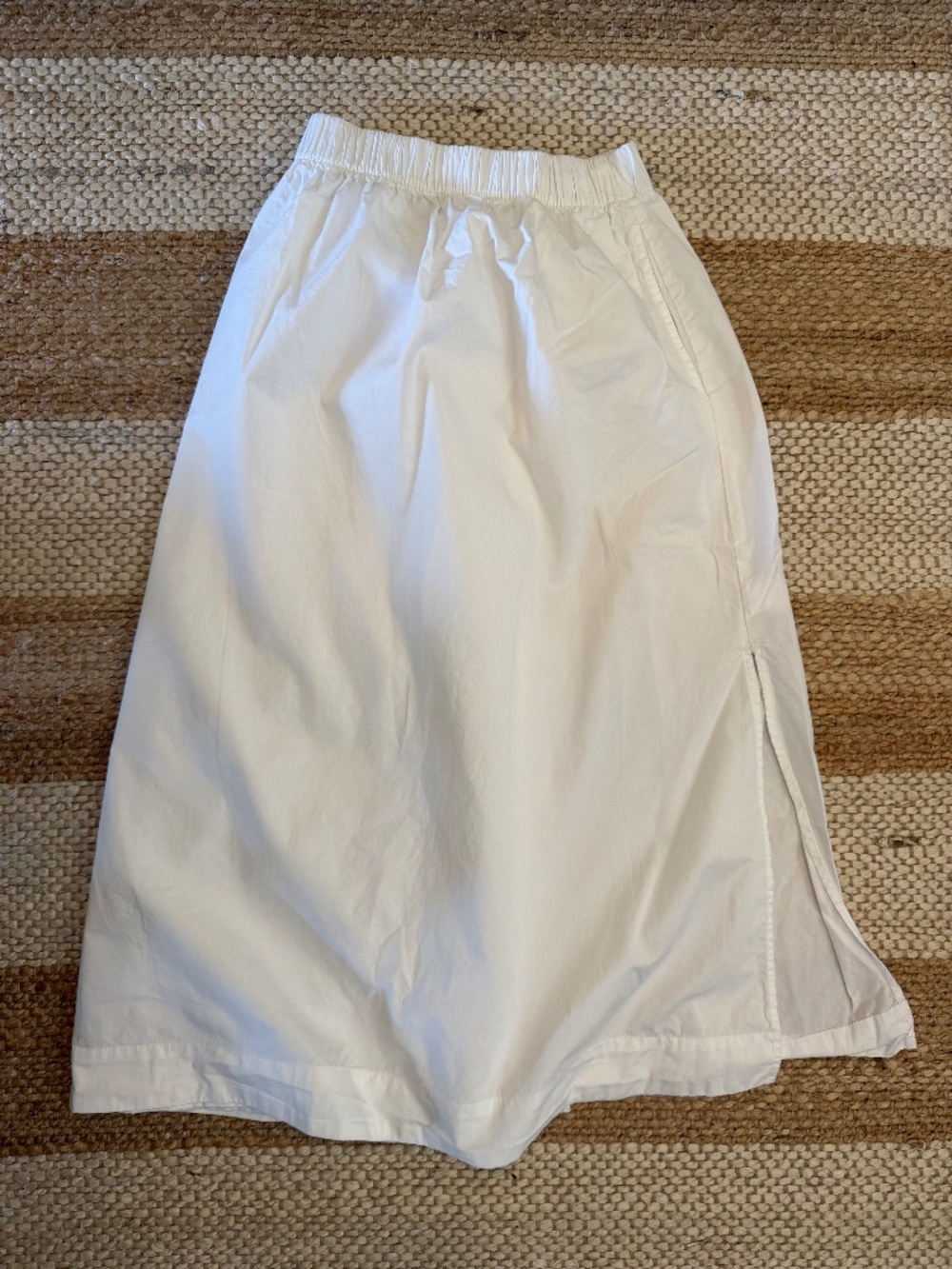 White Cotton Skirt with side slit